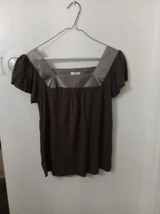 MATTY M WOMENS DARK COLORED SQUARE NECK SATIN TRIMMED NO SIZE TAG- SIZE SMALL - Picture 1 of 5