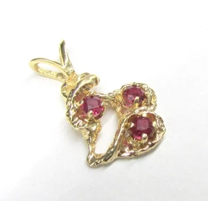 COLGANTE PEPITA RUBÍ REDONDO GENUINO ORO AMARILLO 14K 3 20X13MM ~ 1,7G - Imagen 1 de 3