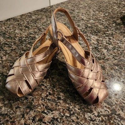 Sandalias Berri Earth Origins 7W Oro Rosa Cuero Metálico Pescador Comodidad Nuevo en Caja Foto 1 de 4