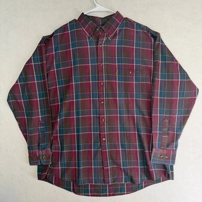 Camisa informal KNIGHTSBRIDGE para hombre grande verde roja a cuadros manga larga con botones Foto 1 de 4