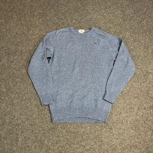 Vintage Izod Lacoste Sweater Boys Size XL (20) Blue Virgin Wool Knit Crewneck - Picture 1 of 8