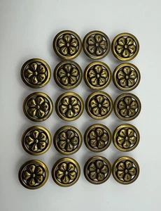 Vintage Brass Flower Cabinet Drawer Knob Set Of 19 - Picture 1 of 11