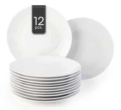 Speiseteller 12er Set Flachteller Essteller Flach Porzellan Weiß Rund 27 cm - Bild 1 von 4