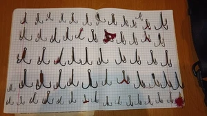 Treble fishing hooks lot of 62 pcs set metal vintage USSR mix different sizes - Picture 1 of 1