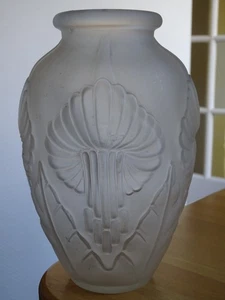 ANCIEN VASE VERRE COULEUR DEPOLI  ht 22 cm STYLE ART DECO MADE IN FRANCE - Imagen 1 de 7