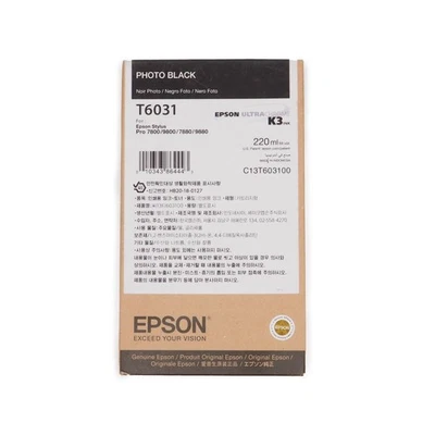 01-30-2024 EPSON T6031 PHOTO BLACK 220ml INK STYLUS PRO 7800 9800 7880 9880 - Image 1 of 2