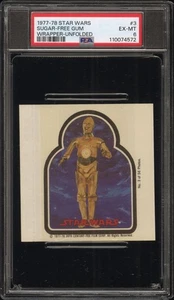 1977 Topps Star Wars #3 Sugar-Free Gum Wrapper Unfolded C-3PO PSA 6 EX-MT Card - Picture 1 of 2