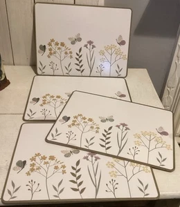 Cooksmart Set Of 4 Plant & Butterfly Design Wipe Clean Placemats - Picture 1 of 6
