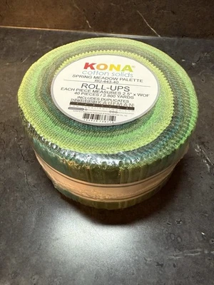 Kona Algodón Enrollado - Paleta Spring Meadows Verde ~ 40 Tiras 2.5" ~ Rollo de Jalea Foto 1 de 4