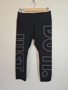 Nike Power Legend Just Do It Graphic Cropped Leggings Size Medium Black - Picture 1 of 9