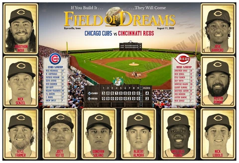 REDS OFFICIAL FIELD OF DREAMS GAME STARTING LINEUP 19”x13” COMMEMORATIVE POSTER Cover