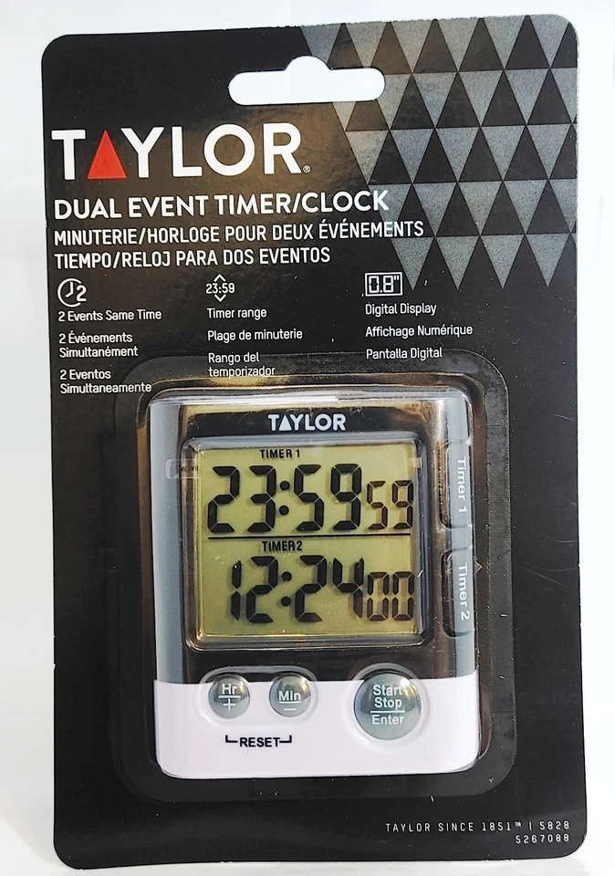 Cooking Timer Alarm Taylor Event Timer  Dual Clock Model 5828  - Image 1 of 4