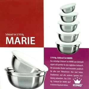 Schüssel-Set KING ,Marie 5tl aus Edelstahl mit Deckel 12, 14, 16,18 cm, Ø20cm - Bild 1 von 2