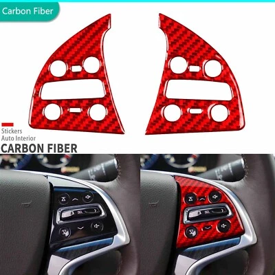 Cubierta de botón interior de fibra de carbono roja del volante para Cadillac XTS 2013-2019 Foto 1 de 4