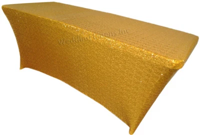 Wedding Linens Inc. 6 Ft Rectangular Banquet Spandex SEQUIN Table Covers - Image 1 of 2
