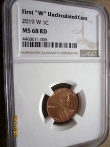 2019 FIRST W MINT MARK UNCIRCULATED LINCOLN MEMORIAL CENT NGC MS68 RD - Bild 1 von 5