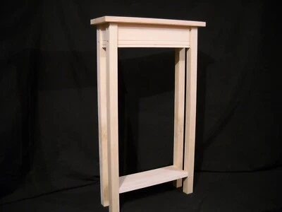 Unfinished 18" EXTRA NARROW Shaker Square Edge Console, Sofa, Pine Table w/Shelf - Image 1 of 4