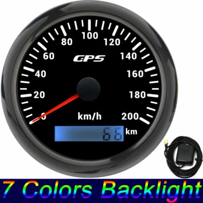 85mm GPS Speedometer 200km/h Odometer Gauge Black for Car Boat Motorcycle Truck - Image 1 of 4