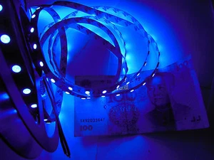 1M 3528 UV Ultraviolet 395nm 600 LED strip 120led/m SMD Light Black PCB - Picture 1 of 3
