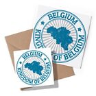 1 x Greeting Card & Sticker Set - Kingdom of Belgium Map Travel Stamp #4728