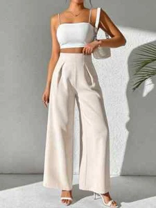 Women's Wide Leg High Waist Pants - 4 Colors - S-2XL - Picture 1 of 26