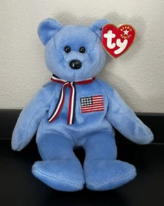 Ty Orig Beanie Babys "Amerika" 9/11 Memorial Bear, 11. September 2001 - nicht mehr produziert neu mit Etikett - Bild 1 von 6
