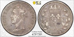 Frankreich 1826 L 5 Francs Silbermünze PCGS SS35 GAD-643 - Bild 1 von 1