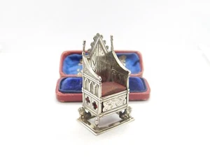 Edwardian Sterling Silver Coronation Throne Pin Cushion 1910 Birmingham Antique - Picture 1 of 7