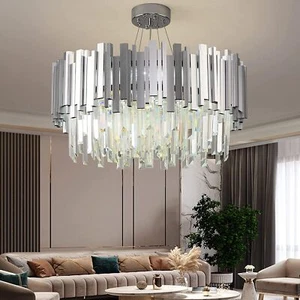 Modern Kronleuchter Kristall Leuchte,Kristall Deckenleuchte Silver,8xE14 Lichter - Bild 1 von 5