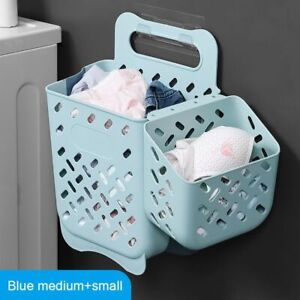 Plastic Laundry Baskets Foldable Dirty Clothes Storage Boxes Bathroom Organizers