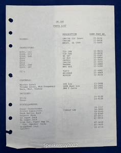 Original Fender Schematic & Parts List / SB 160 - Picture 1 of 1