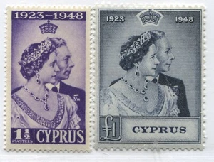 Cyprus KGVI 1948 Silver Wedding set mint o.g. hinged - Picture 1 of 1