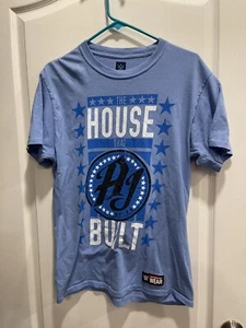 WWE AJ Styles T-Shirt Medium Blue House That AJ Built Graphic Tee - Picture 1 of 5