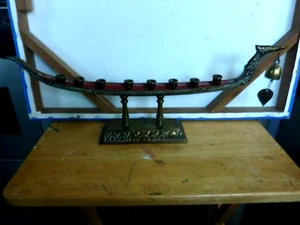 Vintage Thai Supannahong Sami Brass Dragon 8 Candle Holder/ Menorah 20 in. EUC - Picture 1 of 7