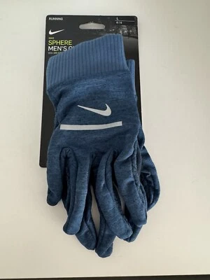 Nike Dri-Fit Sphere Running Gloves Men Blue Force/Heather Green/Silver Large L - Image 1 of 2