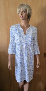 JUDE CONNALLY STRETCHY ASIAN THENE PRINT DRESS ~ MEDIUM - Picture 1 of 5