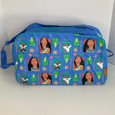 Vtg 90s Disney Pocahontas Small Duffle Bag Travel Bag Youth Slumber Party Blue - Image 1 of 4