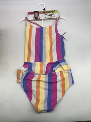 Conjunto de natación Tankini con volantes trenzados de 2 piezas Hurley para niñas talla XL 14/16 Foto 1 de 4