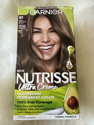 Garnier Nutrisse Nourishing Hair Color Shade 61 Light Extra Ash Brown Brunette - Image 1 of 2