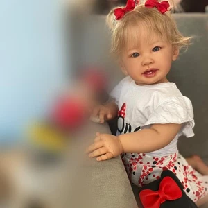 Realistic 28" Painted Toddler Girl Short Hair Finished Reborn Doll Handmade Gift - Picture 1 of 4