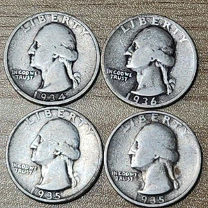 1930's S & P Silver Quarters, 4 coin lot - 90% Silver, Perfect 4 Albums, Q405M - Picture 1 of 2