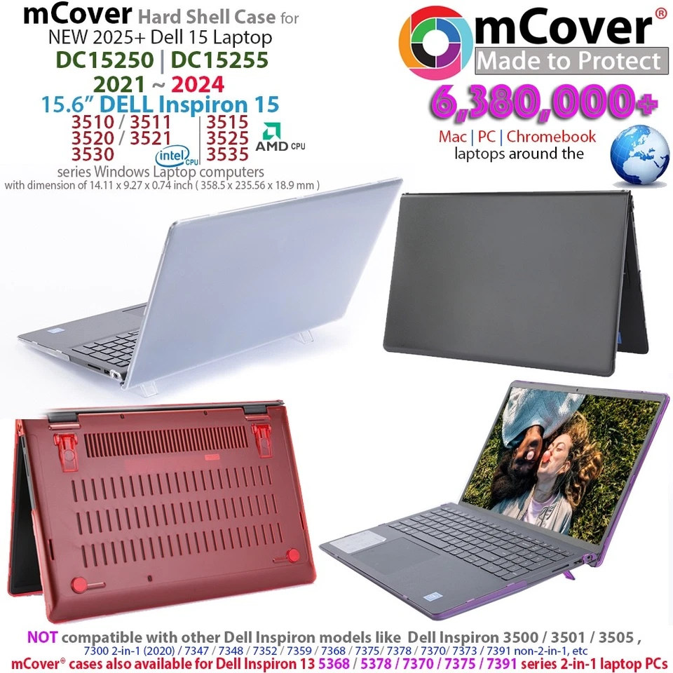 NUEVO mCover para Laptop Dell 15 2025+ 15.6" Serie DC15250 DC15255 Windows Laptop Foto 1 de 4