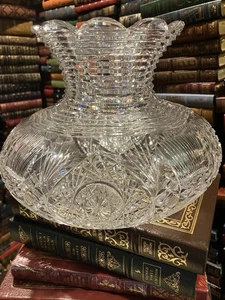 AMERICAN BRILLIANT PERIOND: ABP LARGE SQUATTY FLOWER CENTER VASE: 8 X 10 - Picture 1 of 10
