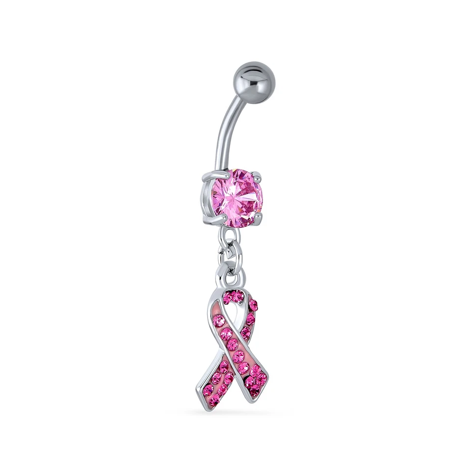Anillo de acero quirúrgico rosa para sobreviviente de cáncer de mama ombligo Foto 1 de 1