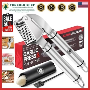 Multi-Functional Garlic Crusher with Silicone Peeler - Perfect Kitchen Essential - Picture 1 of 8