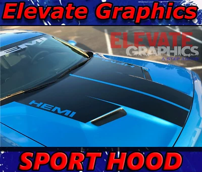 Calcomanías adhesivas con gráficos de vinilo para capó deportivo a rayas Dodge Challenger 2015-2023 Foto 1 de 4