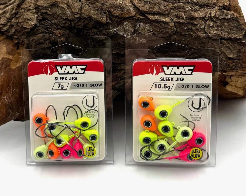 VMC Sleek Jig Glow 10 Stück Jighaken 7g 10,5g 14g UV-Aktiv Jigköpfe DA SALE