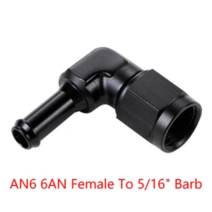 Aluminum 6AN AN-6 Female To 5/16" 8mm 90 Degree Barb Hose Adapter Fitting Black - Picture 1 of 3