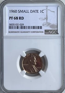 1960 Lincoln Cent Proof Small Date PF68RD (NGC) - Picture 1 of 4