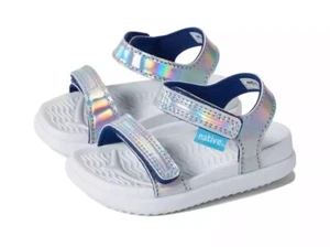 Native Charley Hologram Kids Size C8 8 Waterproof Strappy Sandals Shoes Silver - Picture 1 of 7